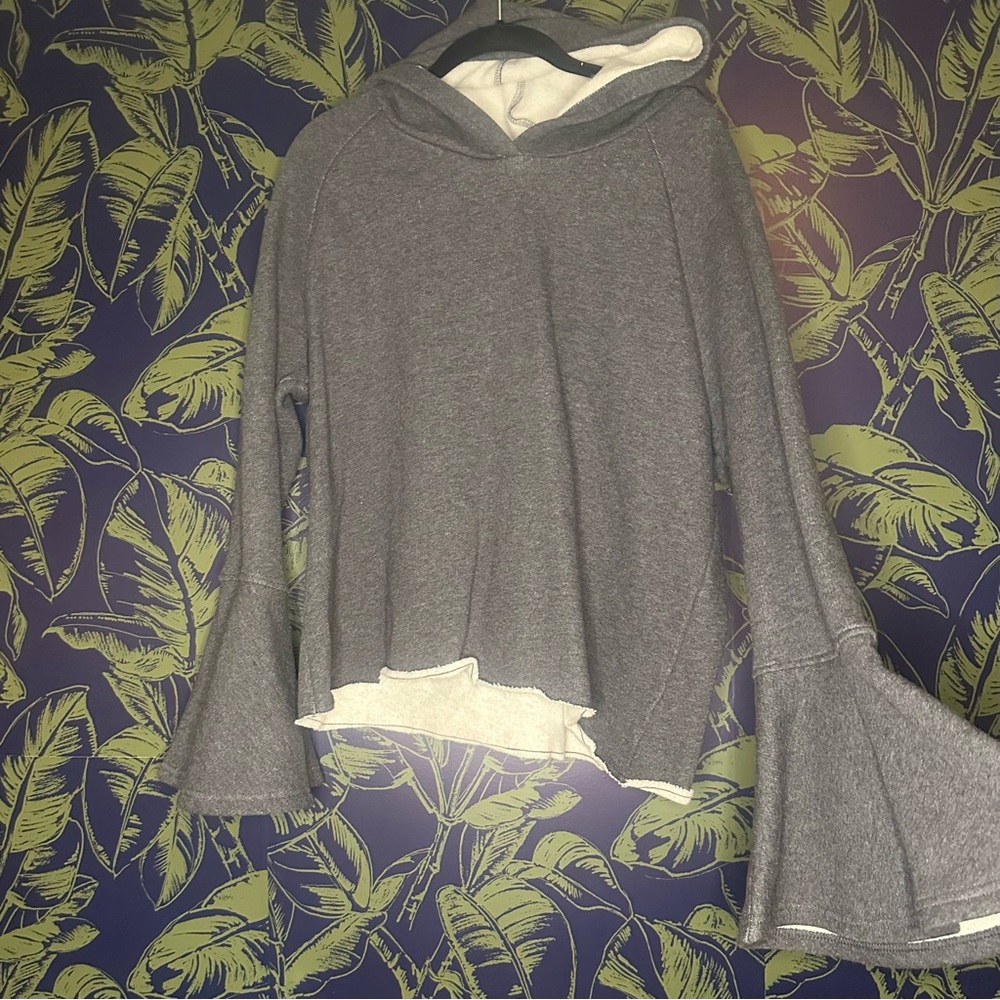 MELROSE and MARKET Charcoal Gray Bell Sleeve Hooded Sweatshirt Sweater